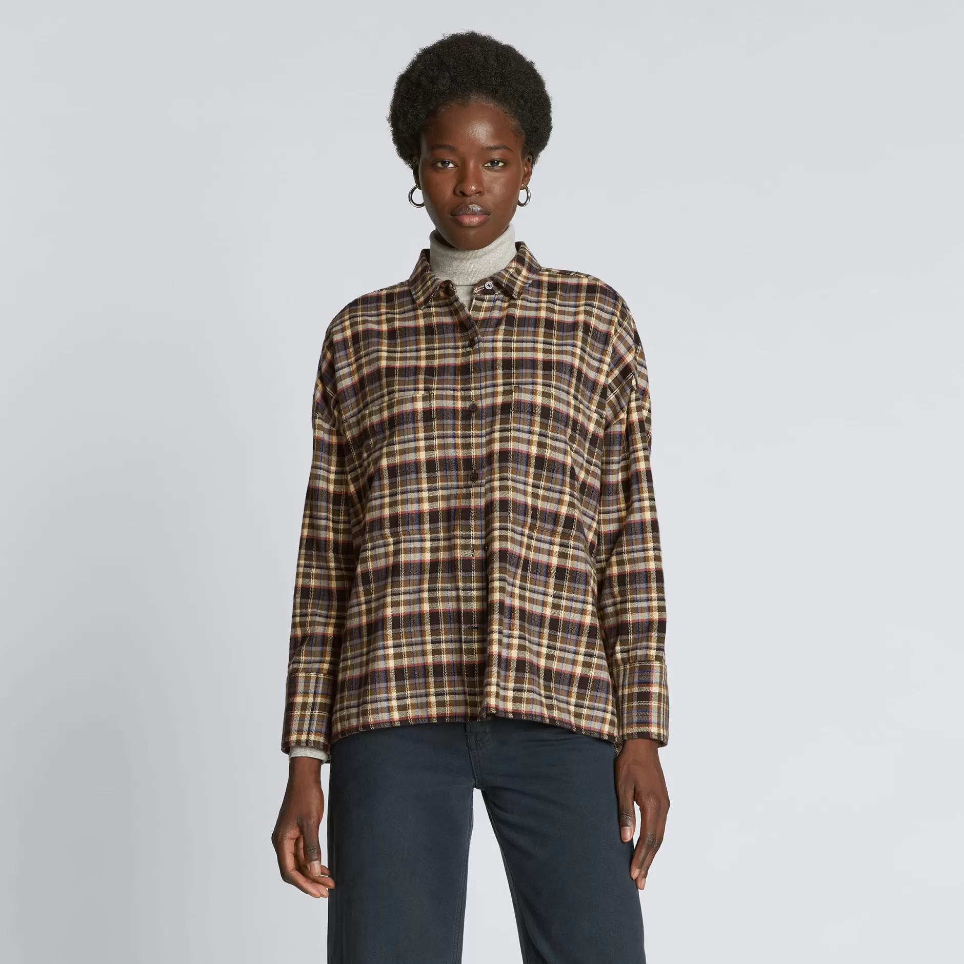 Cheap The Boxy Flannel Women Tops & Shirts