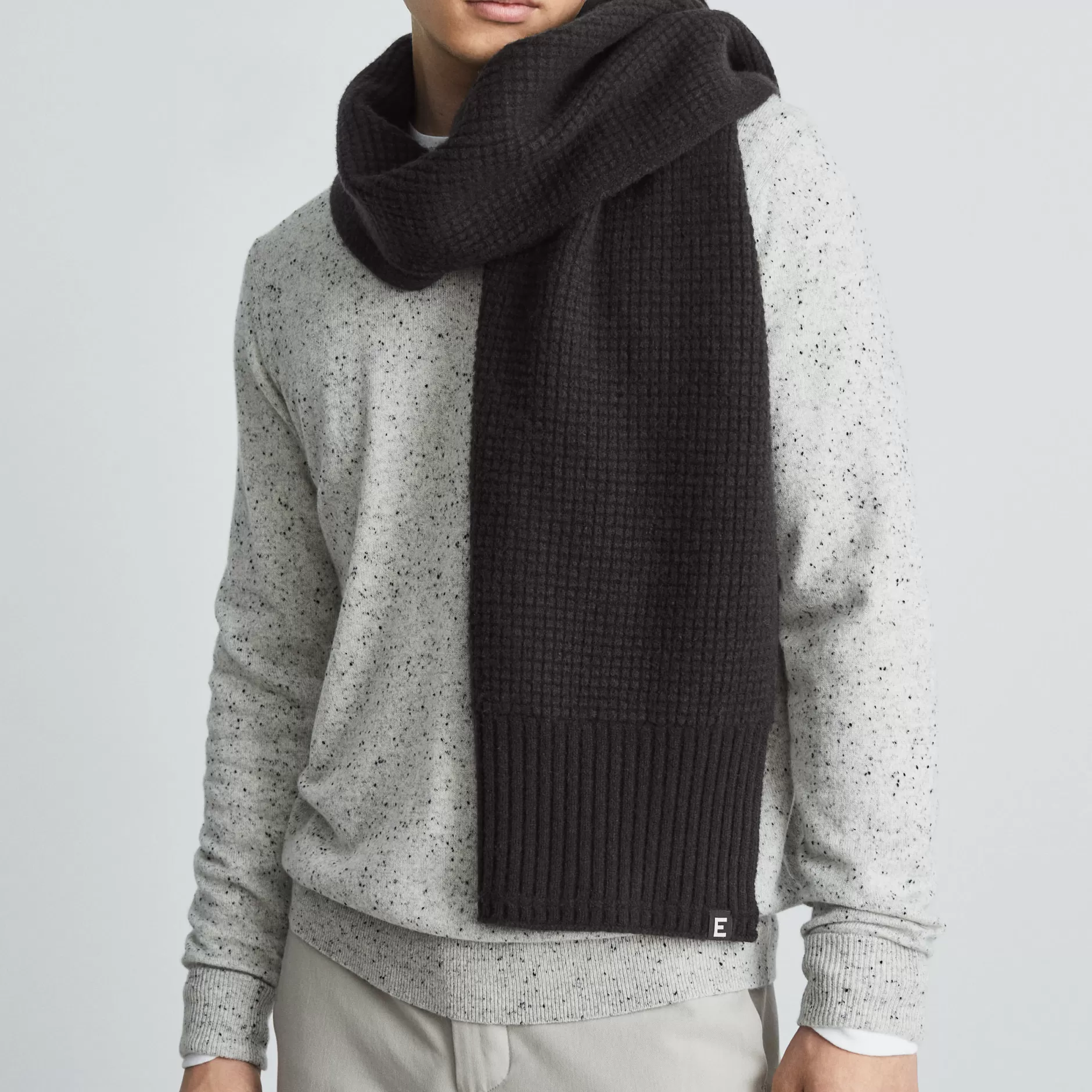 Clearance The Felted Merino Waffle-Knit Scarf Men Accessories