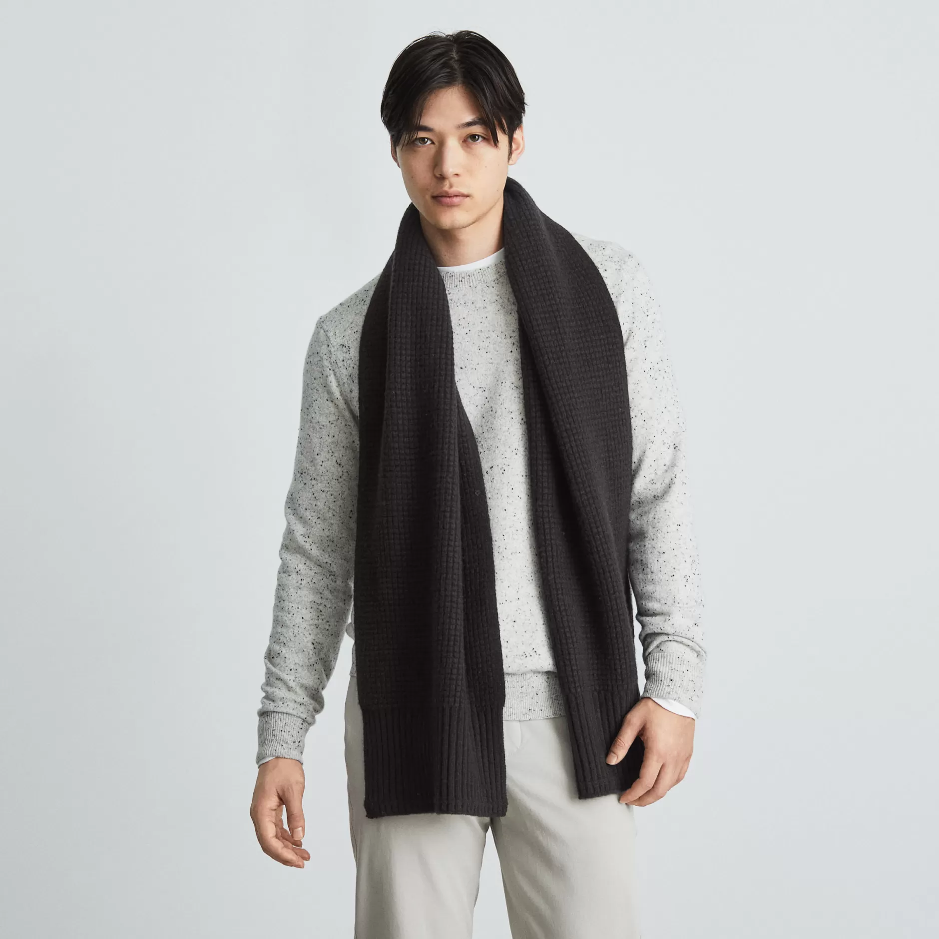 Clearance The Felted Merino Waffle-Knit Scarf Men Accessories