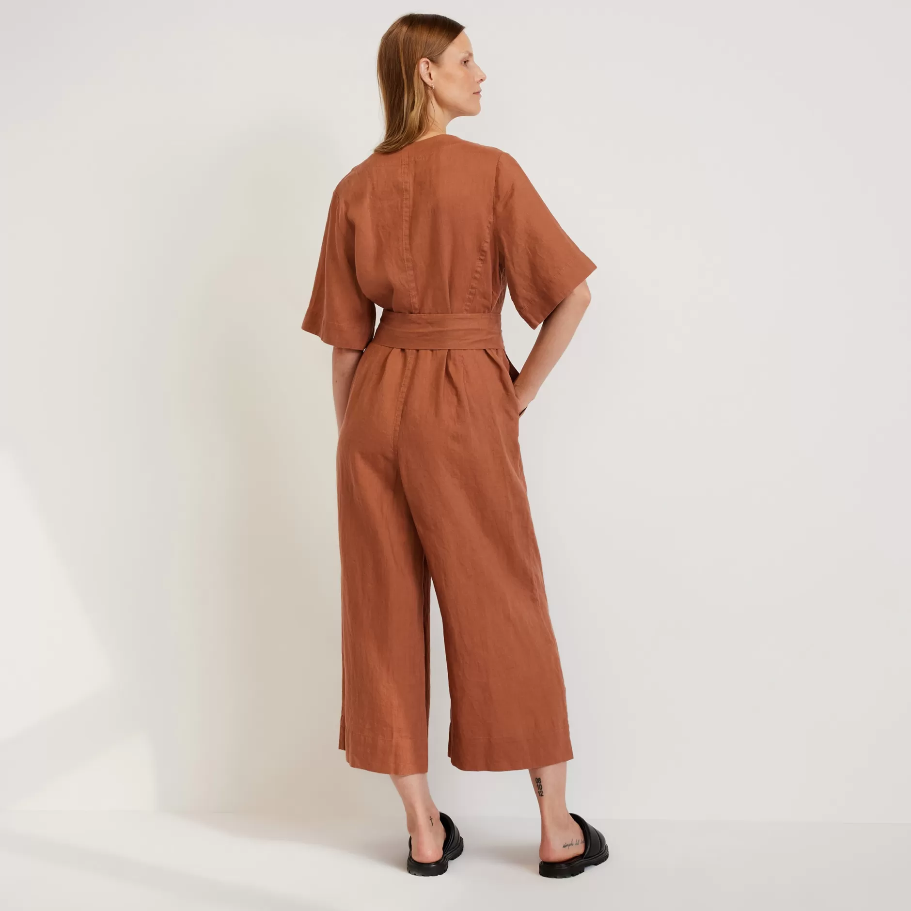 Clearance The Linen Cross-Front Jumpsuit Women Jumpsuits