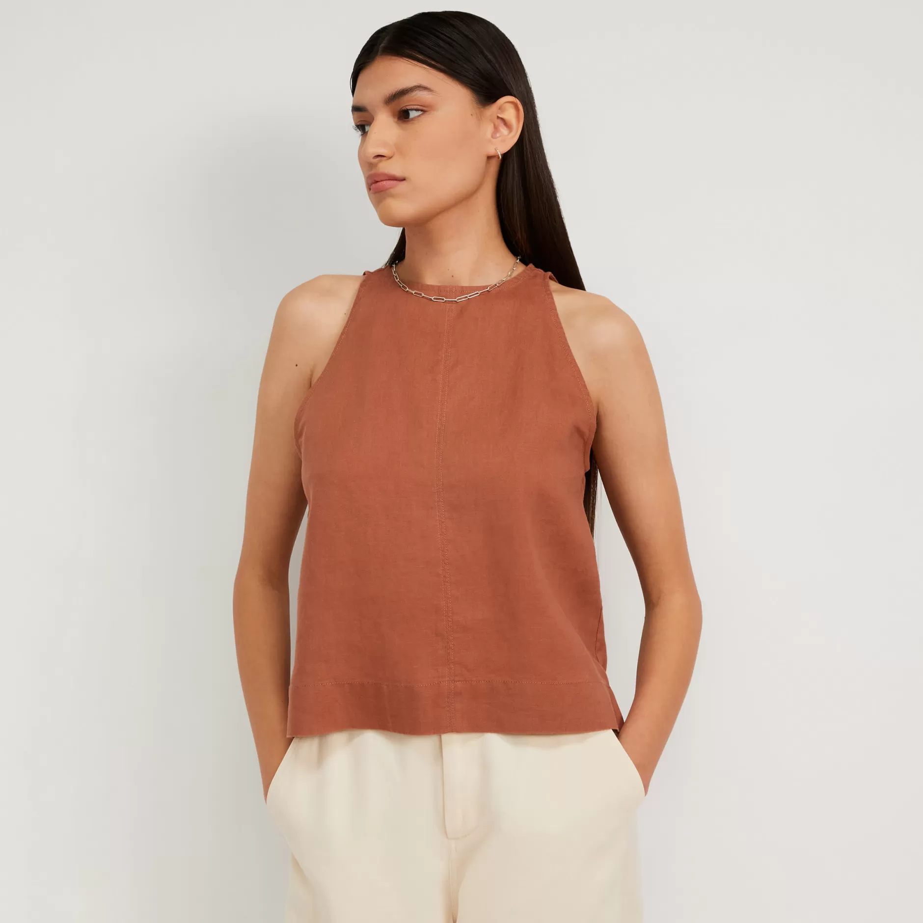 Cheap The Linen High-Neck Tank Women Tops & Shirts