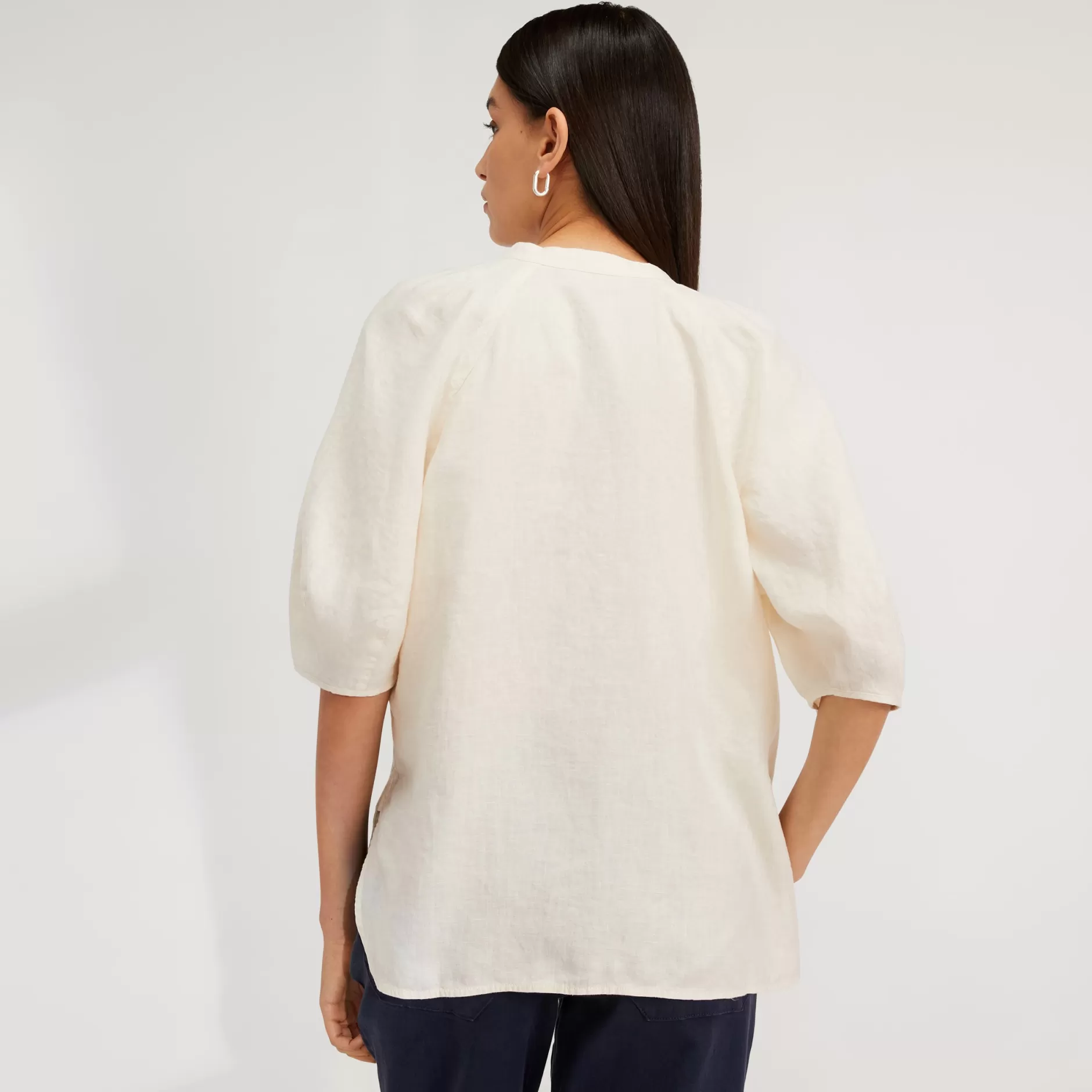 Cheap The Linen Puff Sleeve Shirt Women Tops & Shirts