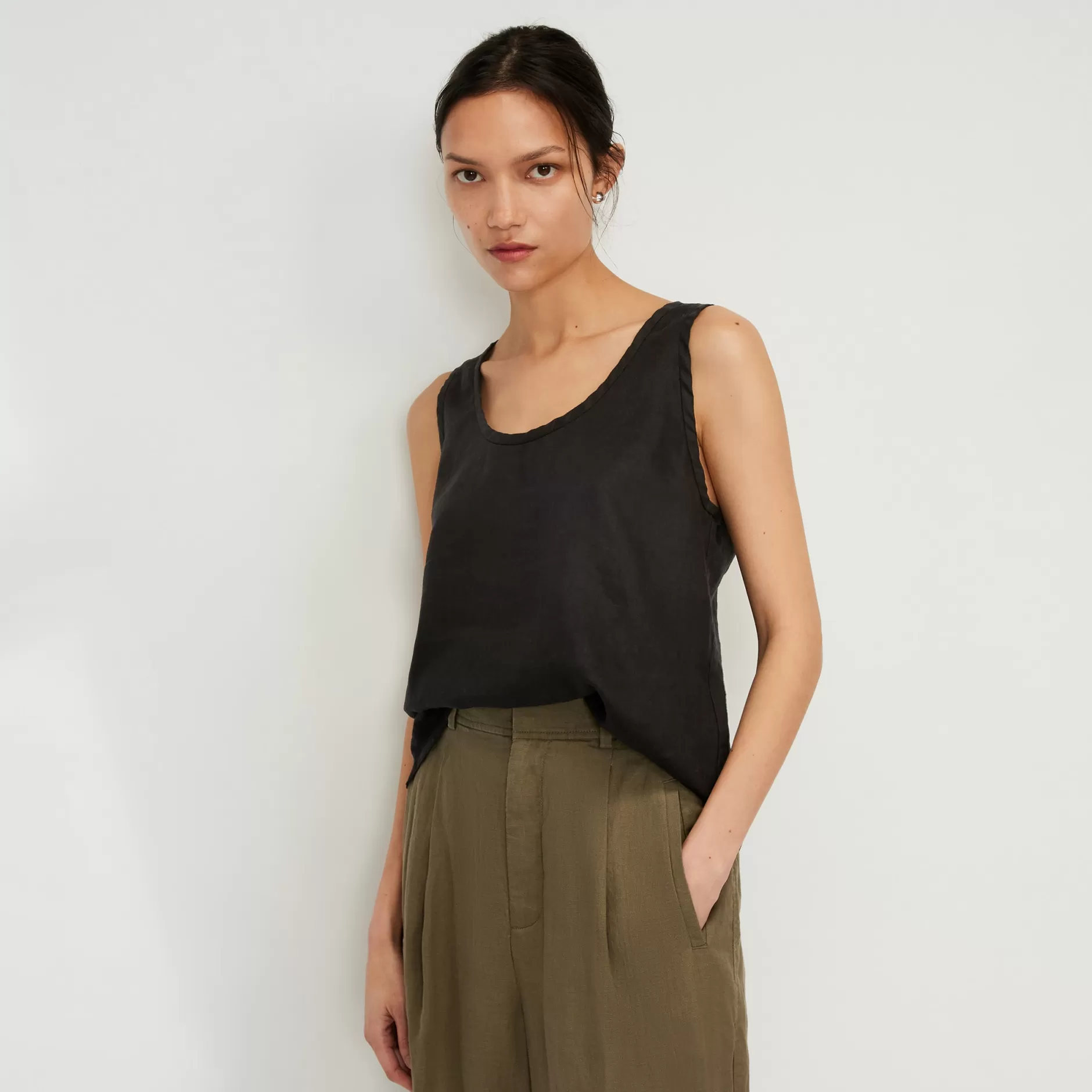 New The Linen Scoop-Neck Tank Women Tops & Shirts