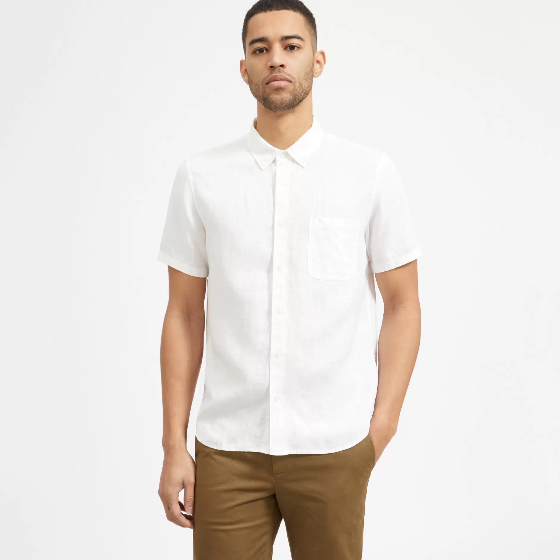 Sale The Linen Short-Sleeve Standard Fit Shirt Men Shirts