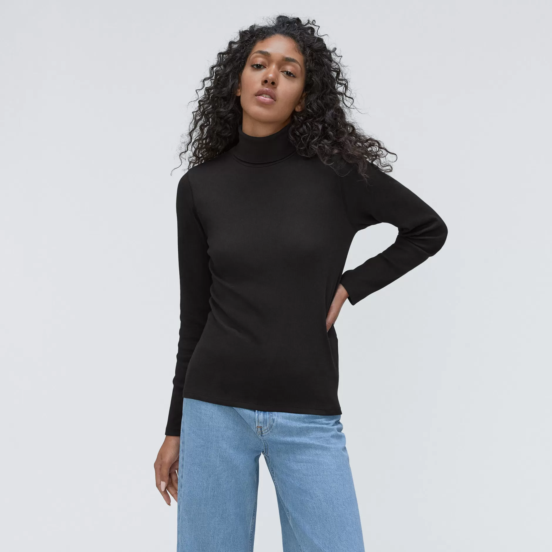 New The Pima Micro-Rib Turtleneck Women Tees & Tanks