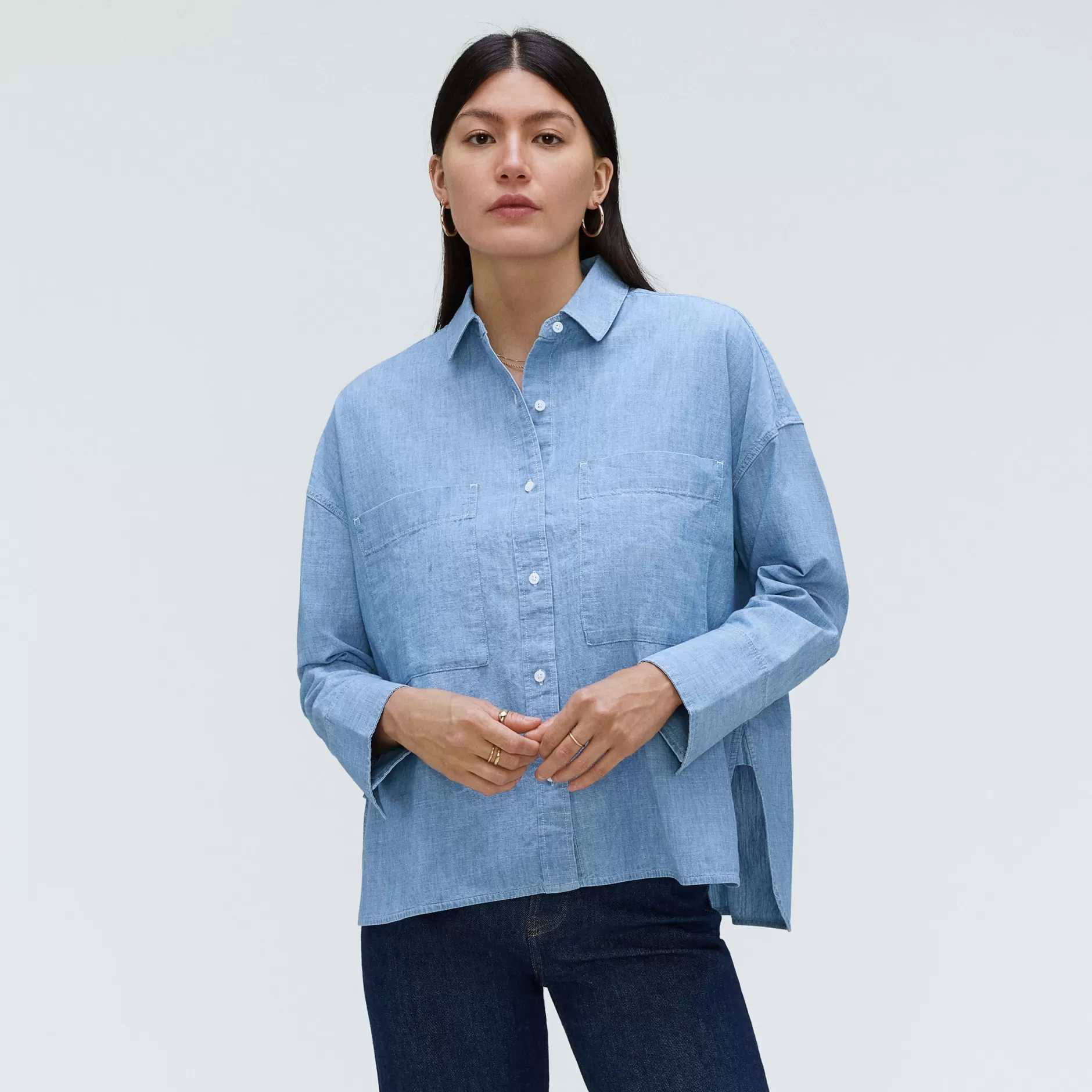 Store The Rechambray Boxy Shirt Women Tops & Shirts