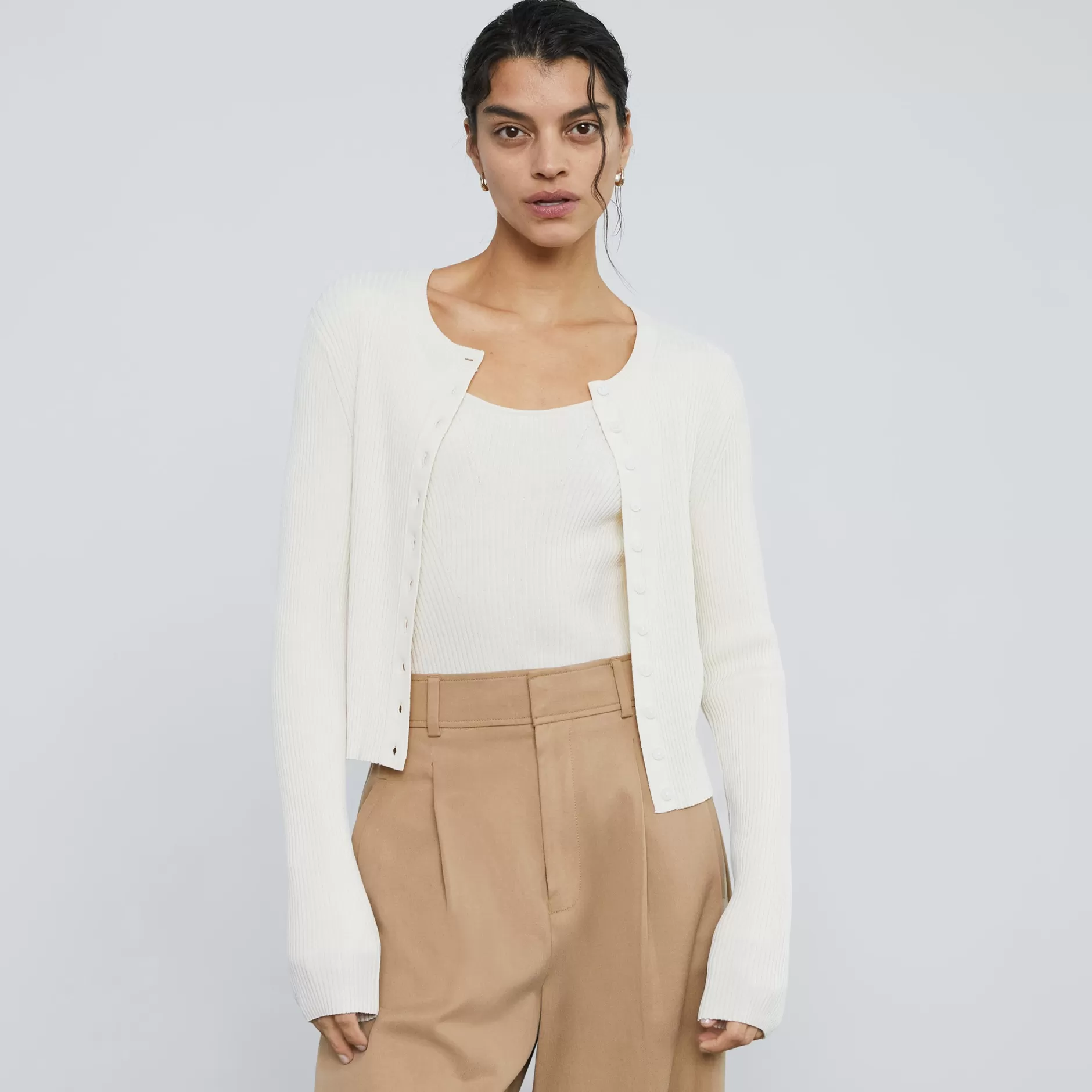 Clearance The Ribbed Cropped Cardigan Women Sweaters